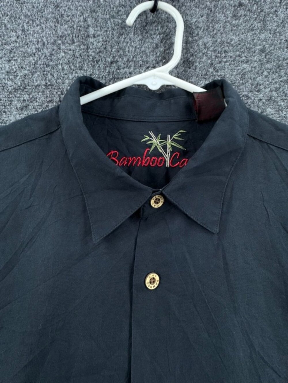 Bamboo Cay Short Sleeve Men 2XL Logo Black Shirt Pocket Button Up Adult Woven